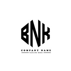 BNK letter logo design with polygon shape. BNK polygon logo monogram. BNK cube logo design. BNK hexagon vector logo template white and black colors. BNK monogram, BNK business and real estate logo. 