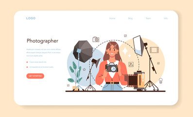 Photographer web banner or landing page. Professional photographer