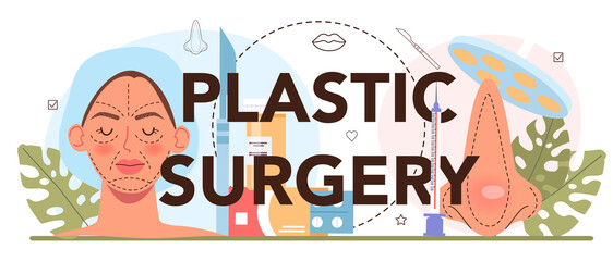 Plastic surgery typographic header. Idea of modern face aesthetic