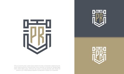 Luxury Shield Letter PR Logo Design. Initial Letter Logo.