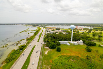 Sebring FL water tower aerial photo