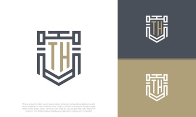 Luxury Shield Letter TH Logo Design. Initial Letter Logo.