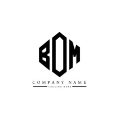 BOM letter logo design with polygon shape. BOM polygon logo monogram. BOM cube logo design. BOM hexagon vector logo template white and black colors. BOM monogram, BOM business and real estate logo.  
