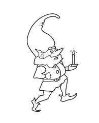 Gnome with candle. Coloring Pages