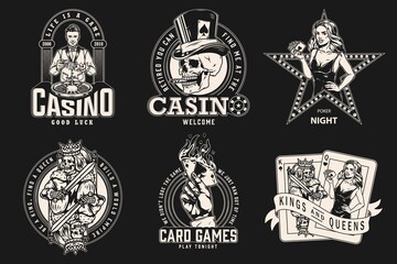 Gambling monochrome designs collection