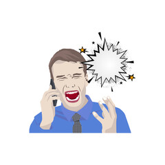 Pop comic character hate calling people illustration design