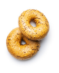 Whole grain baked bagel.