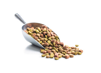Dry kibble animal food. Dried food for cats or dogs in scoop. © Jiri Hera