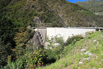 Contra Dam on the Verzasca River. Switzerland Europe.  