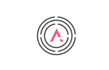pink A logo design letter design with circles. Alphabet design icon. Branding for products and company