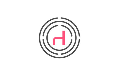 pink H logo design letter design with circles. Alphabet design icon. Branding for products and company