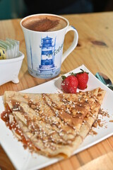 breakfast coffee and crepes