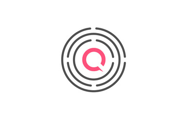 pink Q logo design letter design with circles. Alphabet design icon. Branding for products and company