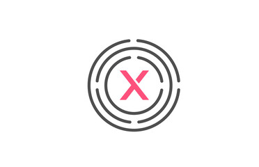 pink X logo design letter design with circles. Alphabet design icon. Branding for products and company