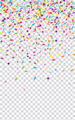 Orange Round Background Transparent Vector. Confetti Event Illustration. Surprise Design. Blue Polka Party Card. Bright Ribbon.