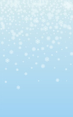 White Confetti Background Vector Blue. Flake Cold Pattern. Light Snow Xmas Illustration. Particles Snowflake Texture.