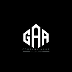 GAA letter logo design with polygon shape. GAA polygon logo monogram. GAA cube logo design. GAA hexagon vector logo template white and black colors. GAA monogram, GAA business and real estate logo. 