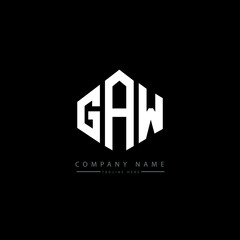 GAW letter logo design with polygon shape. GAW polygon logo monogram. GAW cube logo design. GAW hexagon vector logo template white and black colors. GAW monogram, GAW business and real estate logo. 
