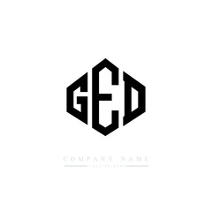 GED letter logo design with polygon shape. GED polygon logo monogram. GED cube logo design. GED hexagon vector logo template white and black colors. GED monogram, GED business and real estate logo. 