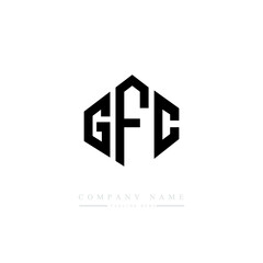 GFC letter logo design with polygon shape. GFC polygon logo monogram. GFC cube logo design. GFC hexagon vector logo template white and black colors. GFC monogram, GFC business and real estate logo. 
