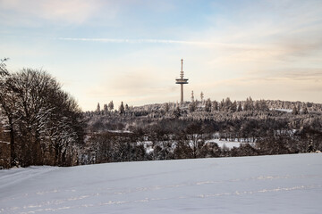Winter in Vogelsberg with Hoherodskopf - obrazy, fototapety, plakaty