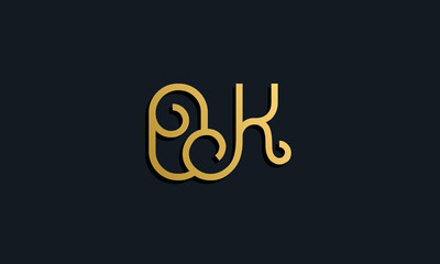 Luxury fashion initial letter OK logo.