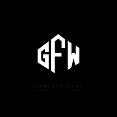 GFW letter logo design with polygon shape. GFW polygon logo monogram. GFW cube logo design. GFW hexagon vector logo template white and black colors. GFW monogram, GFW business and real estate logo. 