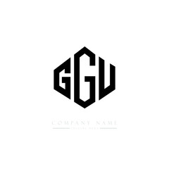 GGU letter logo design with polygon shape. GGU polygon logo monogram. GGU cube logo design. GGU hexagon vector logo template white and black colors. GGU monogram, GGU business and real estate logo. 
