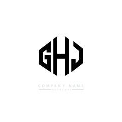 GHJ letter logo design with polygon shape. GHJ polygon logo monogram. GHJ cube logo design. GHJ hexagon vector logo template white and black colors. GHJ monogram, GHJ business and real estate logo. 