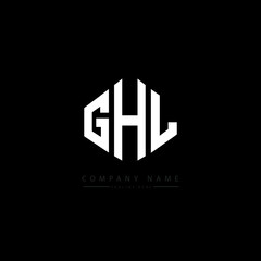 Obraz premium GHL letter logo design with polygon shape. GHL polygon logo monogram. GHL cube logo design. GHL hexagon vector logo template white and black colors. GHL monogram, GHL business and real estate logo. 