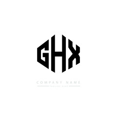 Obraz premium GHX letter logo design with polygon shape. GHX polygon logo monogram. GHX cube logo design. GHX hexagon vector logo template white and black colors. GHX monogram, GHX business and real estate logo. 