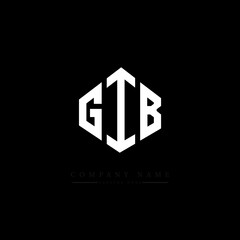 GIB letter logo design with polygon shape. GIB polygon logo monogram. GIB cube logo design. GIB hexagon vector logo template white and black colors. GIB monogram, GIB business and real estate logo. 