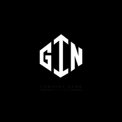 GIN letter logo design with polygon shape. GIN polygon logo monogram. GIN cube logo design. GIN hexagon vector logo template white and black colors. GIN monogram, GIN business and real estate logo. 
