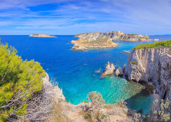 Seascape of Tremiti archipelago with Pagliai cliffs in San Domino island, Cretaccio  and San Nicola...
