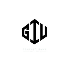 GIU letter logo design with polygon shape. GIU polygon logo monogram. GIU cube logo design. GIU hexagon vector logo template white and black colors. GIU monogram, GIU business and real estate logo. 