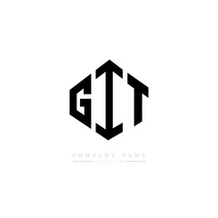 GIT letter logo design with polygon shape. GIT polygon logo monogram. GIT cube logo design. GIT hexagon vector logo template white and black colors. GIT monogram, GIT business and real estate logo.  