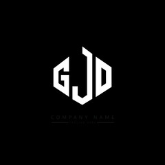 GJO letter logo design with polygon shape. GJO polygon logo monogram. GJO cube logo design. GJO hexagon vector logo template white and black colors. GJO monogram, GJO business and real estate logo. 