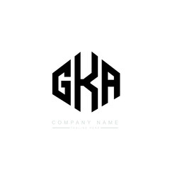 GKA letter logo design with polygon shape. GKA polygon logo monogram. GKA cube logo design. GKA hexagon vector logo template white and black colors. GKA monogram, GKA business and real estate logo. 