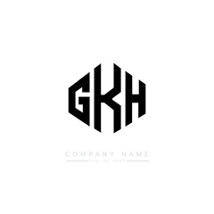 GKH letter logo design with polygon shape. GKH polygon logo monogram. GKH cube logo design. GKH hexagon vector logo template white and black colors. GKH monogram, GKH business and real estate logo. 