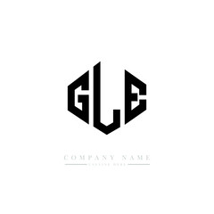 GLE letter logo design with polygon shape. GLE polygon logo monogram. GLE cube logo design. GLE hexagon vector logo template white and black colors. GLE monogram, GLE business and real estate logo. 