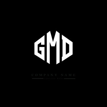 GMD letter logo design with polygon shape. GMD polygon logo monogram. GMD cube logo design. GMD hexagon vector logo template white and black colors. GMD monogram, GMD business and real estate logo. 