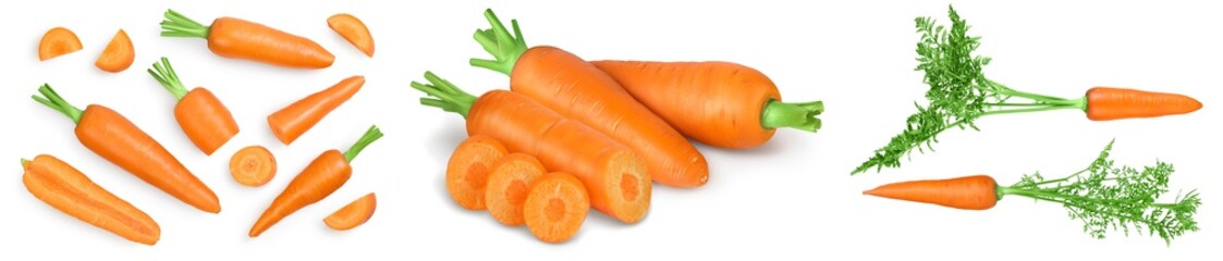 Carrot isolated on white background . Set or collection