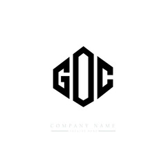 Fototapeta premium GOC letter logo design with polygon shape. GOC polygon logo monogram. GOC cube logo design. GOC hexagon vector logo template white and black colors. GOC monogram, GOC business and real estate logo. 