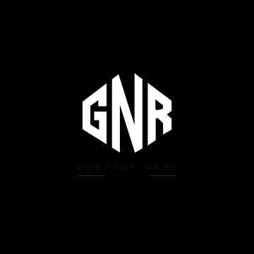 GNR letter logo design with polygon shape. GNR polygon logo monogram. GNR cube logo design. GNR hexagon vector logo template white and black colors. GNR monogram, GNR business and real estate logo. 