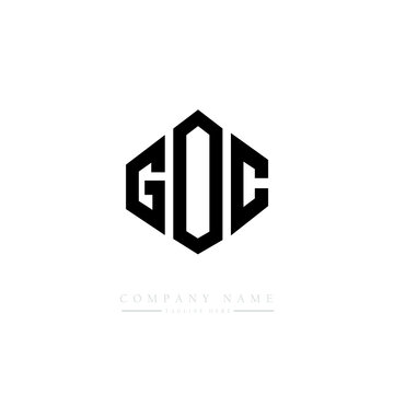 GOC letter logo design with polygon shape. GOC polygon logo monogram. GOC cube logo design. GOC hexagon vector logo template white and black colors. GOC monogram, GOC business and real estate logo. 