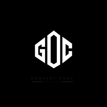 GOC letter logo design with polygon shape. GOC polygon logo monogram. GOC cube logo design. GOC hexagon vector logo template white and black colors. GOC monogram, GOC business and real estate logo. 