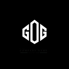 GOG letter logo design with polygon shape. GOG polygon logo monogram. GOG cube logo design. GOG hexagon vector logo template white and black colors. GOG monogram, GOG business and real estate logo. 
