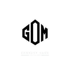 GOM letter logo design with polygon shape. GOM polygon logo monogram. GOM cube logo design. GOM hexagon vector logo template white and black colors. GOM monogram, GOM business and real estate logo. 