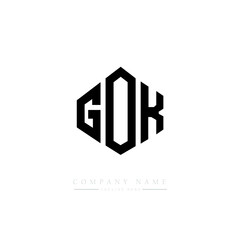 GOK letter logo design with polygon shape. GOK polygon logo monogram. GOK cube logo design. GOK hexagon vector logo template white and black colors. GOK monogram, GOK business and real estate logo. 