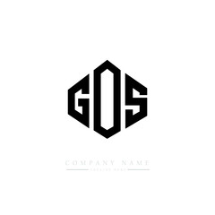 GOS letter logo design with polygon shape. GOS polygon logo monogram. GOS cube logo design. GOS hexagon vector logo template white and black colors. GOS monogram, GOS business and real estate logo. 